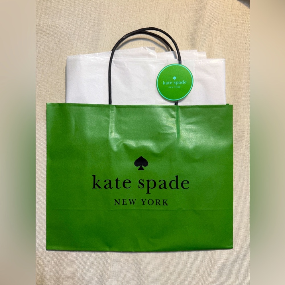 Kate Spade Green Gift Bag with tissue and sticker